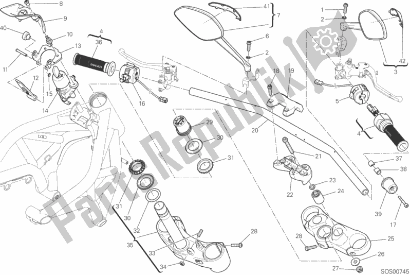 All parts for the Handlebar And Controls of the Ducati Monster 1200 S Stripes USA 2015